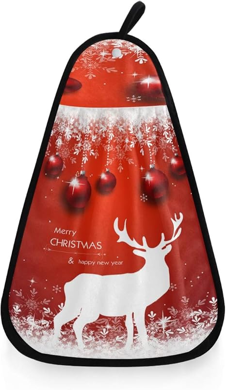 Toalla de cocina con diseño de ciervos navideños, para colgar en la