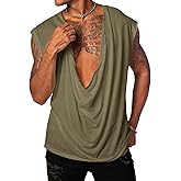 PASLTER Mens Tank Tops Sleeveless T Shirts Deep V Neck Loose Casual Summer Beach Basic Tank Shirts