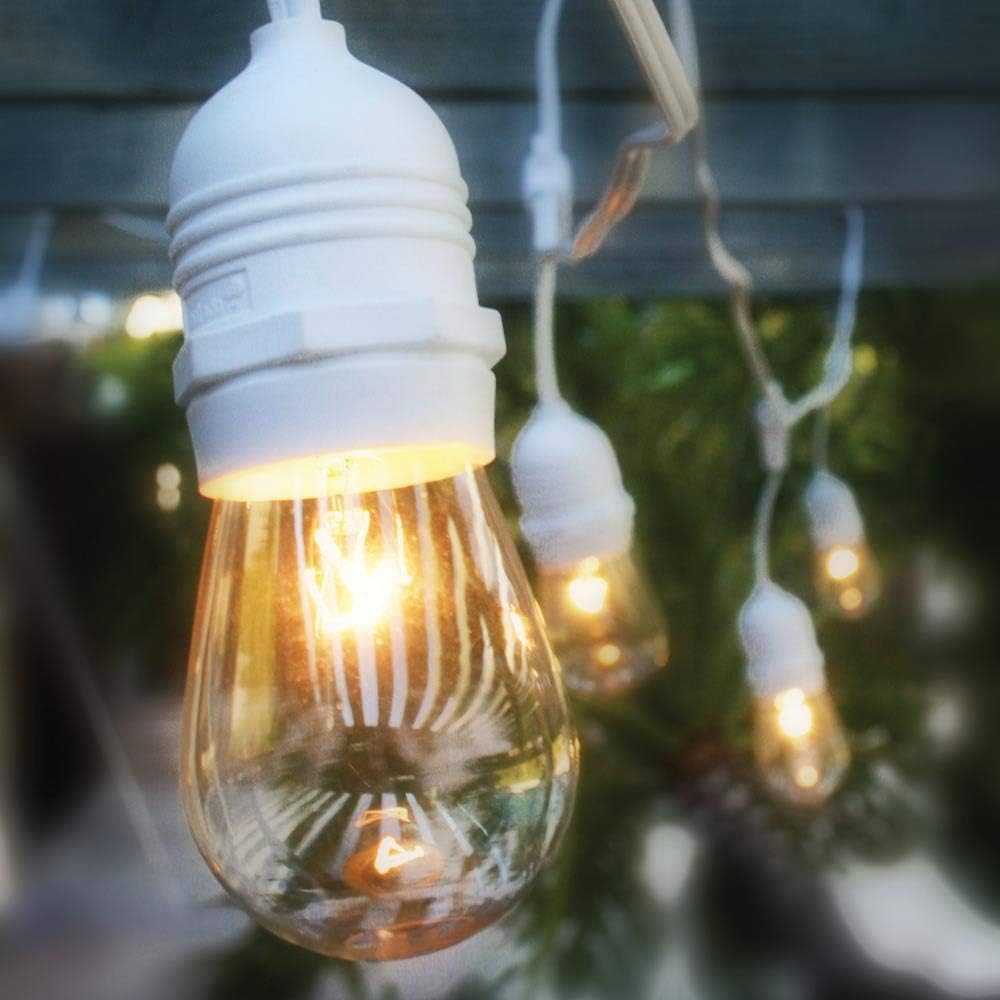 Amazon Com Fantado 24 Suspended Socket Outdoor Commercial Grade Patio String Light Set S14 Bulbs 54 Ft White Cord W E26 Medium Base Weatherproof By Paperlanternstore String Lights Garden Outdoor