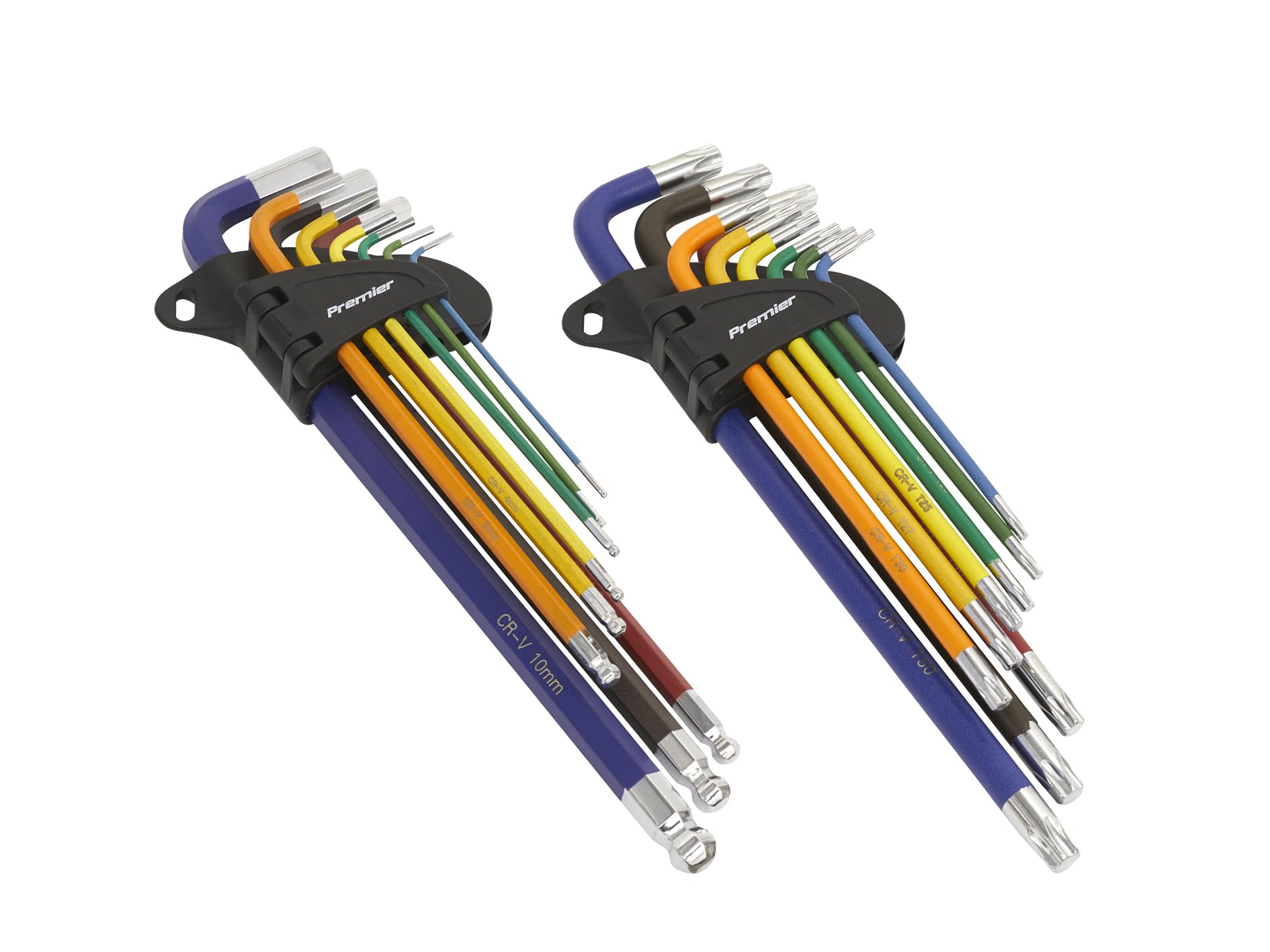 Sealey TWIN PACK EXTRA LONG Ball-End Allen Hex Key & TORX TRX Star Set Coloured ** Sealey_AK7191 & AK7194 **
