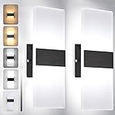 TRLIFE Dimmable LED Wall Sconces, 4 Color Temperature Modern Wall Sconce 12W Dimmable Wall Lights Set of 2 Wall Mounted Light