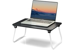 ZEAPTAC Laptop Bed Desk, Foldable Lap Desk, Portable Laptop Stand, Lightweight & Mini Table for Breakfast/Picnic/Drawing/Couch/Floor - Black