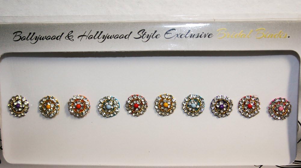 BridalBindis Premium Pack round face Bindi Jewels reusable body jewel stick on Fancy Tattoo - BB1