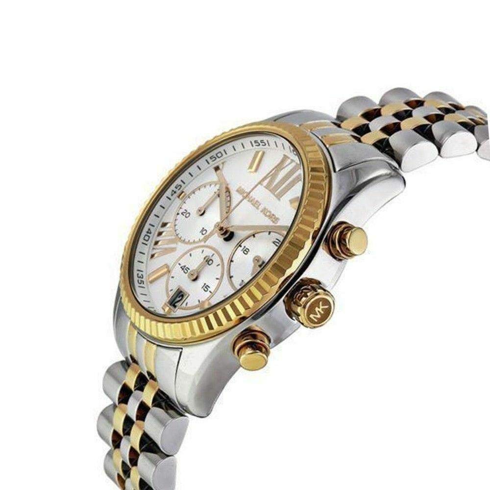 Lexington Chronograph Mother of Pearl Two-Tone Ladies Watch MK5955
