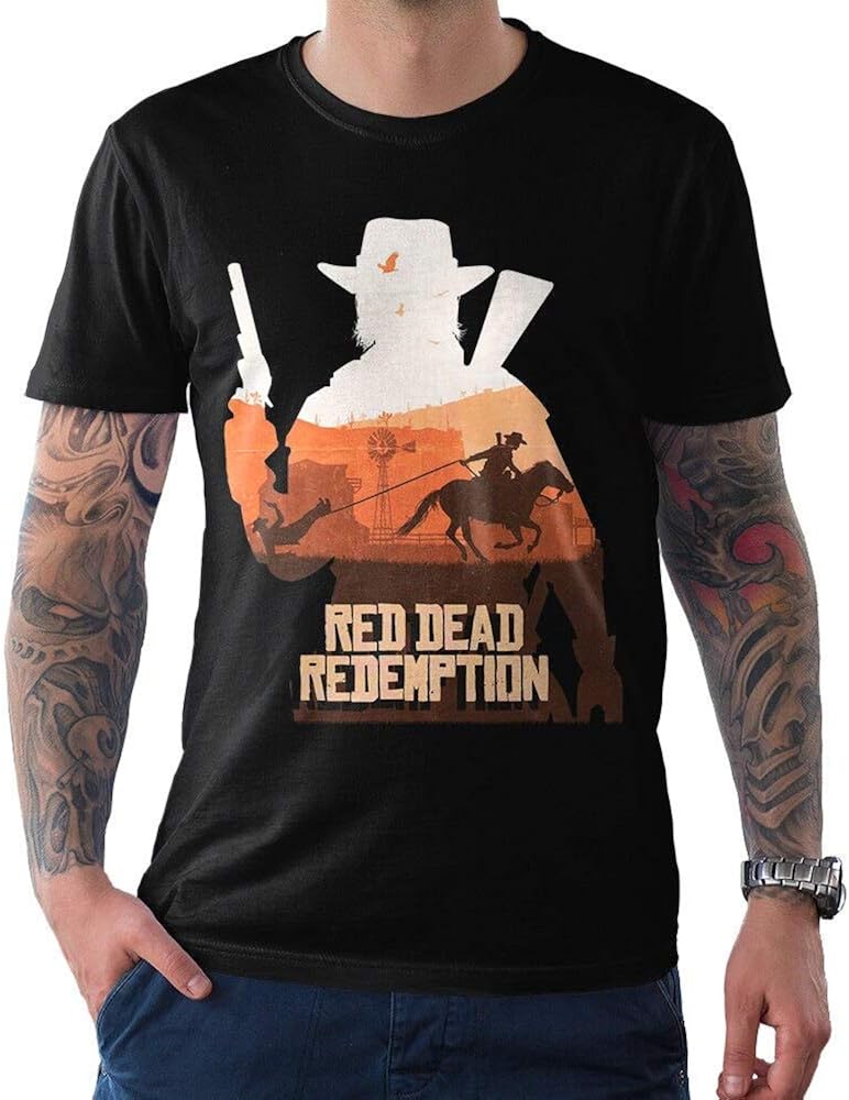 Red Dead Redemption Art TShirt, RDR2 Tee, Men's 's Cartoon t Shirt Men Tshirt Shipping Amazon