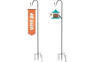 Starhoo Shepherds Hooks for Outdoor 48 Inches Bird Feeder Pole Heavy Duty Hanging Plant Stand for Outside Metal Garden Hook 2 Pack