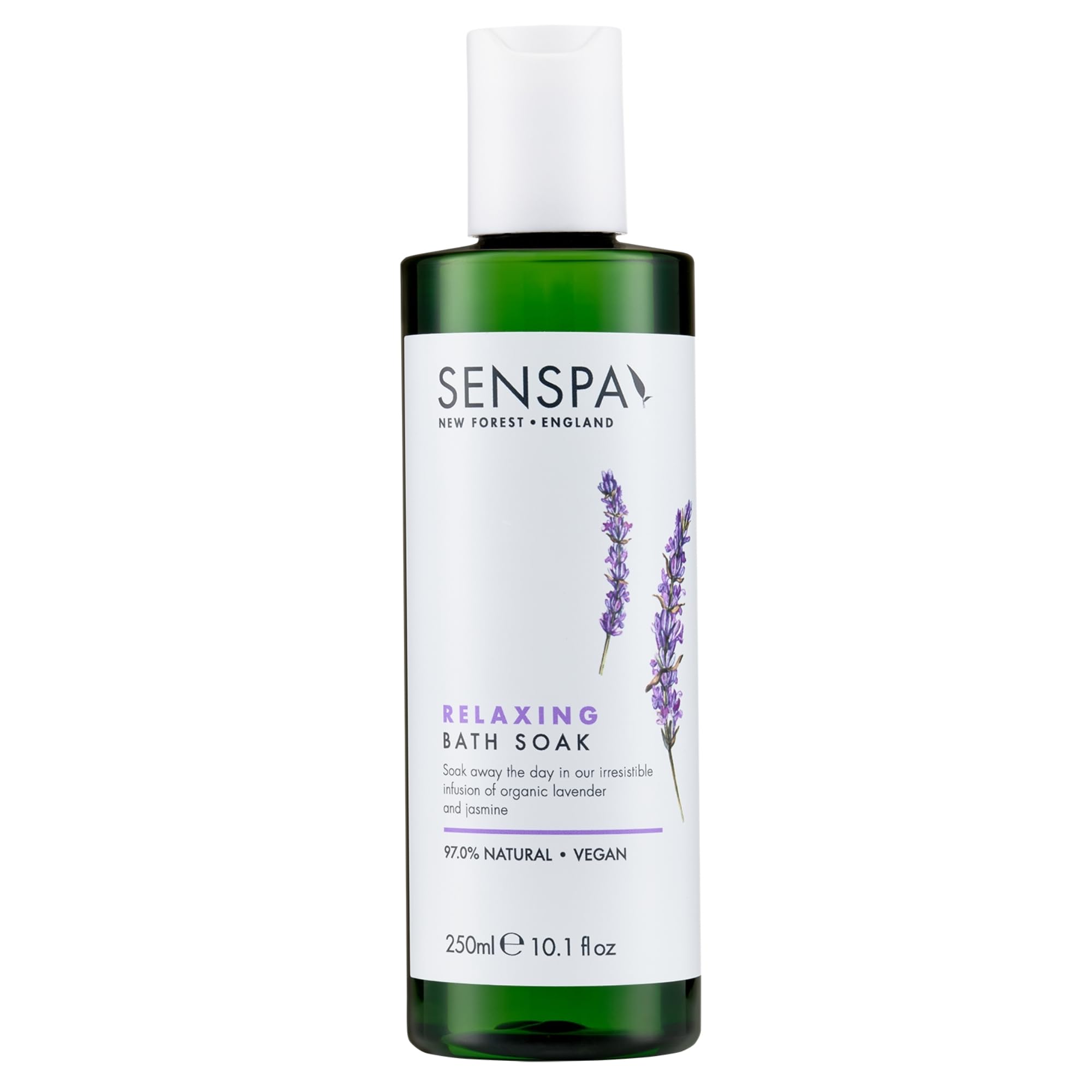 SenSpa Relaxing Lavender Bath Soak - 250ml Vegan Bubble Bath for Women & Men, Luxury Natural Bubble Bath Wash with Organic Lavender, Bath Additives Spa Gifts - Mens/Womens Luxury Bath Products
