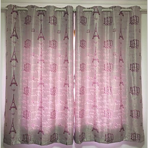 FantasyDeco Polyester Jacquard Blackout Windows Curtain Drapes with Silver Metal Rings, Each Panel 54 x 84-inch, Purple, Set of 2