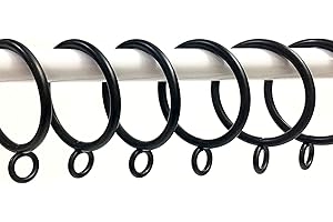 Jocon HD6038Q Pack of 28 Drapery Curtain Rings, Eyelet Rings, 1.5 Inch Inner Diameter (28, Black)