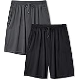 DAVID ARCHY Mens Pajama Shorts Bamboo Rayon Sleep Shorts Soft Comfy Breathable Lounge Pants with Pockets 2 Pack
