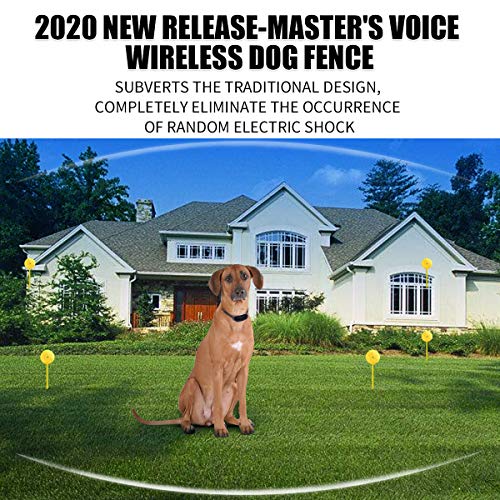 YHPOYLP 2020 Wireless Dog Fence-Master Voice In-Ground Pet Containment System, Underground Electric Dog Fence System, IPX7 Rechargeable Waterproof Shock Collar Compatible with All Kinds Wire