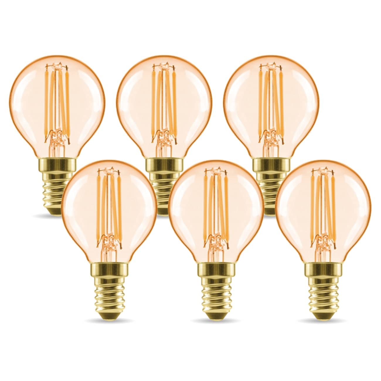LVWIT 4W Vintage E14 LED Golfball Filament Bulb Screw,E14 Edison Mini Golfball Bulb 35W Equivalent,410LM,2400K Warm White E14 Led GLS Bulbs,220-240V,45 * 77MM,Non-Dimmable (6 pcs)