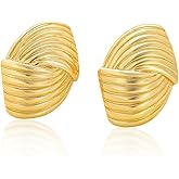 Gold Earrings for Women，Chunky Gold Statement Earrings Dainty 14K Gold Plated Big Chunky Vintage Earring Hypoallergenic Studs Earrings for Women Trendy Jewelry