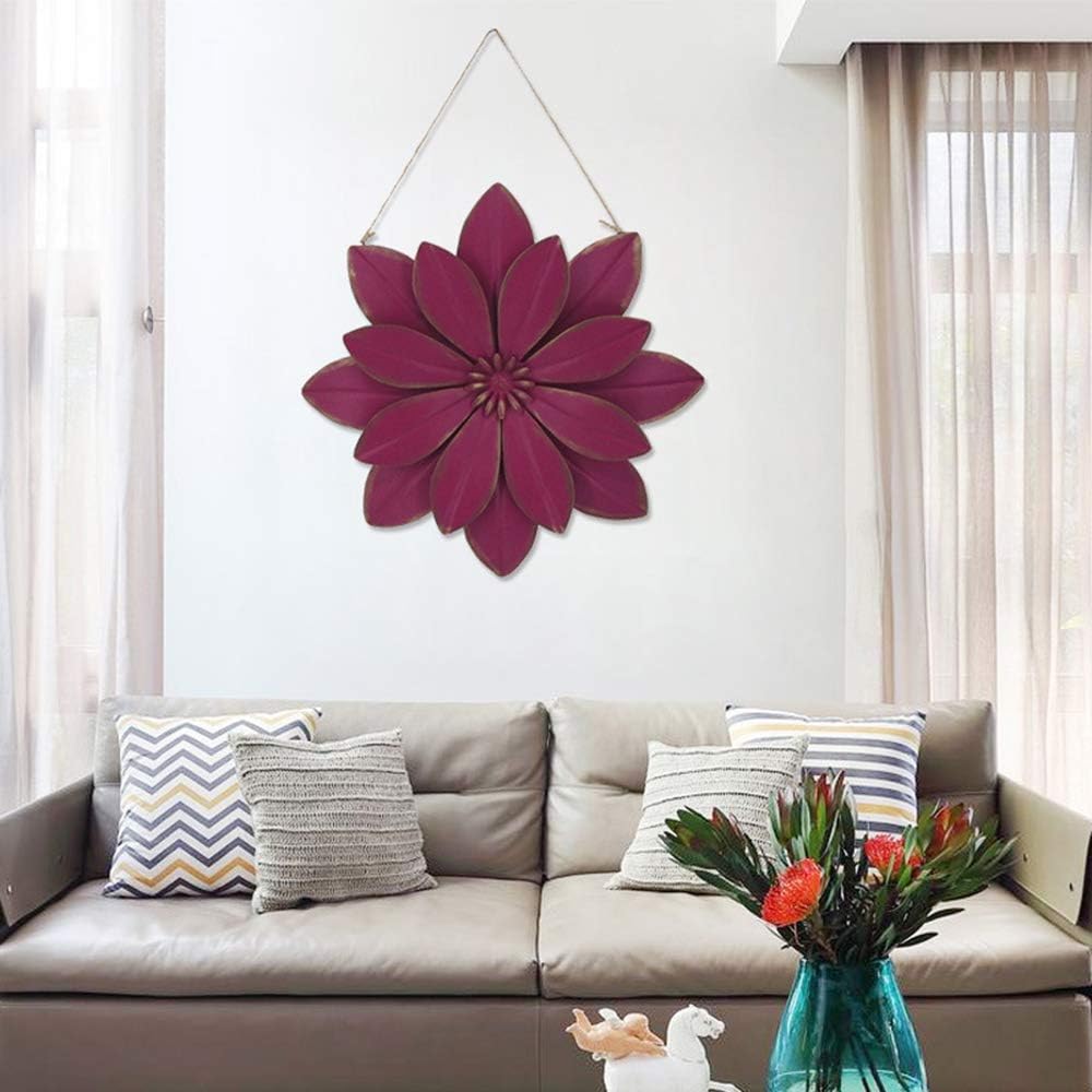 Metal Flowers Wall Decor Outdoor Art Large Vintage Blue Flower With Rope For Bedroom Living Room Patio Decoration 13 5 X 1 6 Patio Lawn Garden Plaques Wall Art