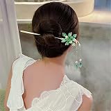 VNEWSCHI Women's Chinese Hair Stick Tassel Pearl Flower Retro Chopsticks Pin view 3