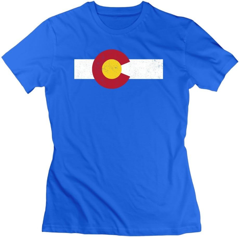 Fashion Women's Colorado State Flag Distressed Logo T Shirt