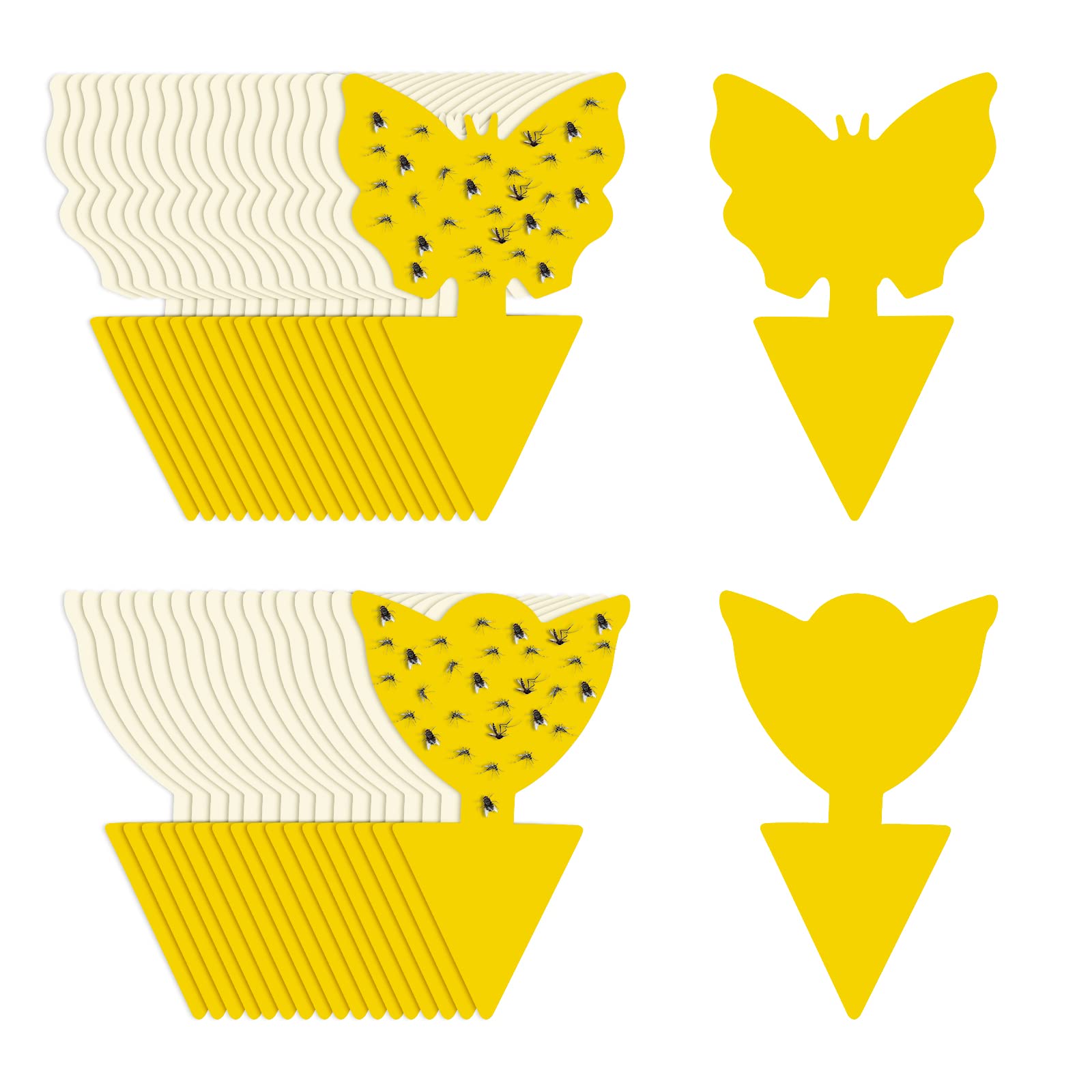 60 PCS Fruit Fly Traps, Yellow Sticky Fly Traps Killer Fungus Gnat Sticky Traps, Double-Sided Fly Catchers For Multiple Insects, Plant Fly Control Indoor