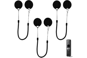 3pcs Magnetic Remote Control Holders with Security Cable, Wall Mount Self Adhesive TV Remote Holder with Retractable Spring R