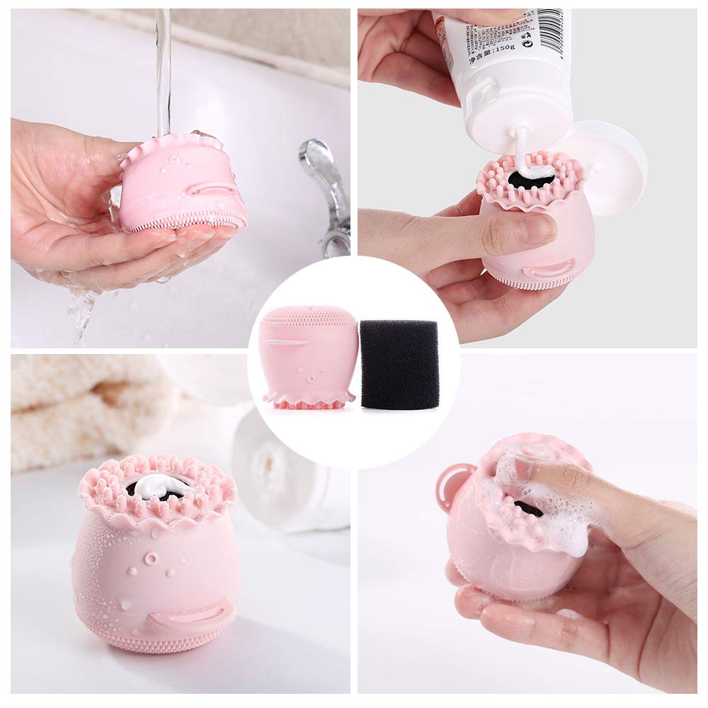 Silicone Face Cleanser and Massager Brush Manual Facial Cleansing Brush Handheld Mat Scrubber For Cleansing and Exfoliating: Beauty