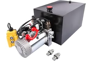 20 Quart Hydraulic Power Unit, 12V DC Double Acting Hydraulic Dump Trailer Pump with 20 Quart Steel Reservoir SAE #6 Ports, 3200 PSI Mixizap