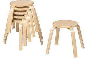 Back2School Express Bentwood Stackable Stools, Kids Furniture, Natural, 6-Piece