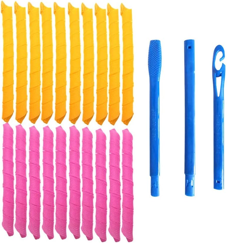 20 Pcs Magic Hair Curlers Spiral Curls Styling Kit & 20 No Heat Hair Curlers and 1 Styling Hooks & for extra long hair up to 22" (55 cm) long