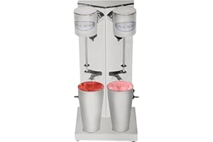 KONKENIE 180W 110V Double Head Milkshake Maker 14000RPM Stainless Steel Milk Shaker Blender Commercial Drink Mixer Electric Milk Shaking Machine for Restaurant Cafe Bar Sliver (2 Head 2 Cup)