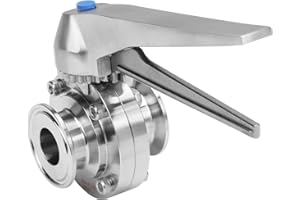 DERNORD 1.5 Inch Tri Clamp Butterfly Valve with Trigger Handle Stainless Steel 304 Tri Clamp Clover (1 Inch Tube OD)