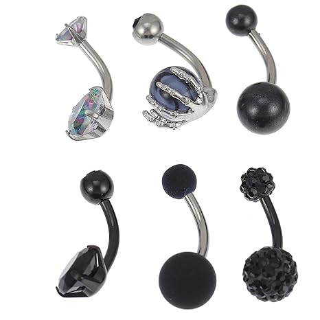Buy KESYOO Belly Button Rings Navel Rings Rhinestone Flower Belly Rings
