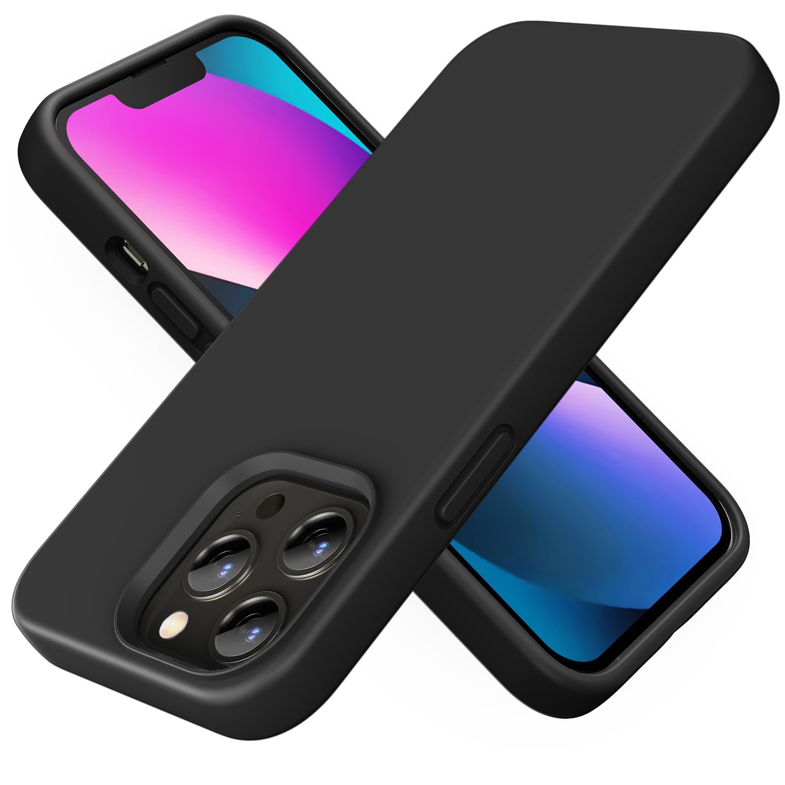 TIIXXE Silicone Case Compatible with iPhone 13 PRO Case Soft Ultra Slim Protective Shockproof Liquid Silicone Phone Case,Anti-Scratch Microfiber Lining, 6.1" black — image 1