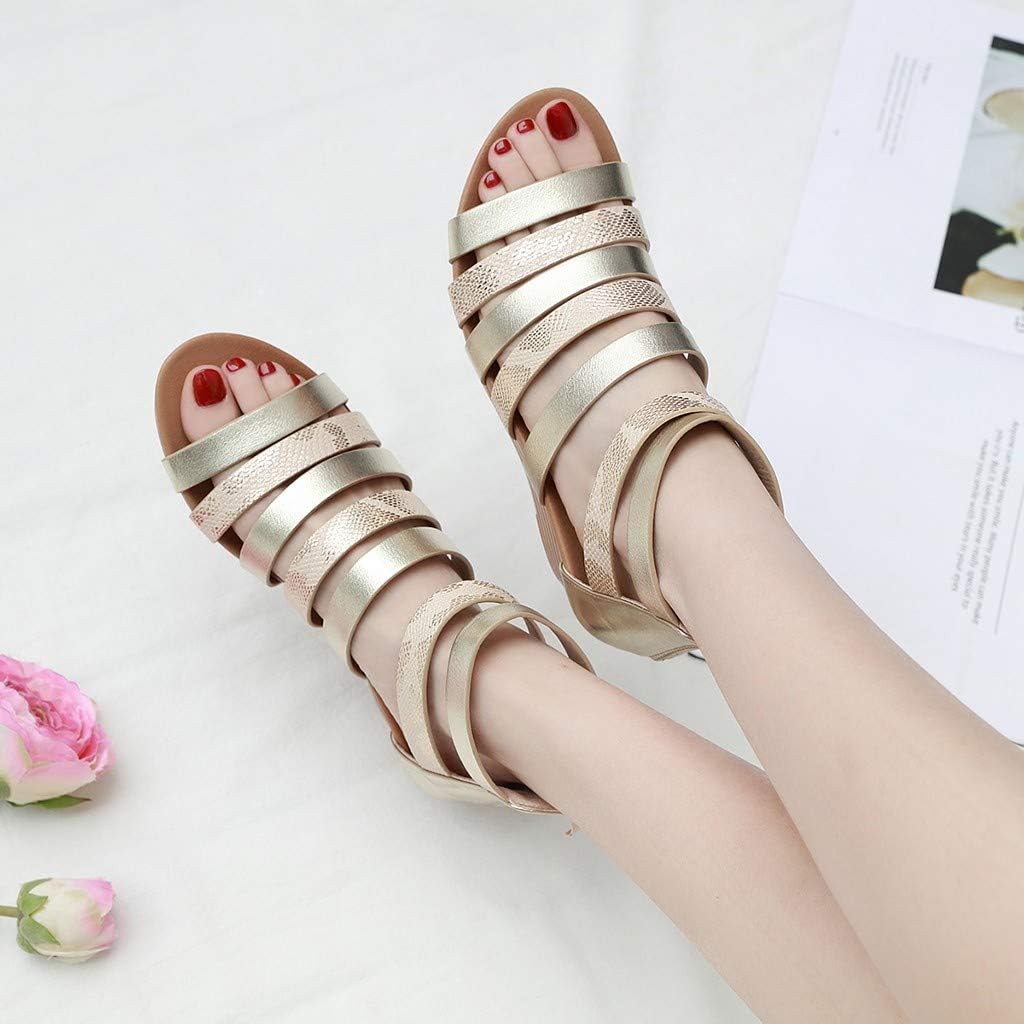 2019 New Summer Womens Snake Wedges Sandals Peep Toe Zipper Sandals Casual Large Size Shoes 5-8.5