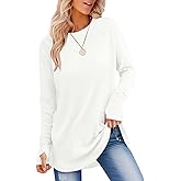 VVK Womens Long Sleeve Shirts Crew Neck Tunic Tops to Wear with Leggings Casual Loose Fit Thumb Hole T-Shirts