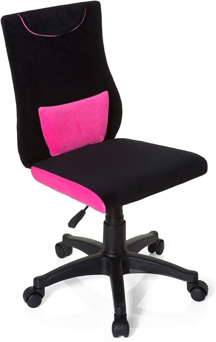 Hjh Office 670490 Chaise De Bureau Enfant Chaise Bureau Pour Enfant Kiddy Pro Noir Rose Siege Capitonne Sans Accoudoirs Coussin De Renfort Lombaire Integre Au Dossier Ergonomique Et Confortable Amazon Fr Cuisine Maison