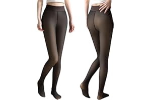 Fleece Lined Tights, Warm Black Fleece Leggings Women, Thick Thermal Tights for Winter