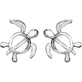 925 Sterling Silver Hawaiian Turtle Honu Stud or Dangle Earrings, Nickel Free Hypoallergenic for Sensitive Skin, Sea Ocean Hawaii Jewelry for Mom Daughter, Gift Box Included