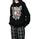 mardi mercredi Women's FLOWERMARDI BLOSSOM Graphic Sweatshirt, 100% Cotton, Relaxed Fit Crewneck, Colorful Floral Print