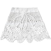 Milumia Girl's Swimsuit Coverup Eyelet Crochet Hollow Bathing Suit Cover Up Beach Skirt