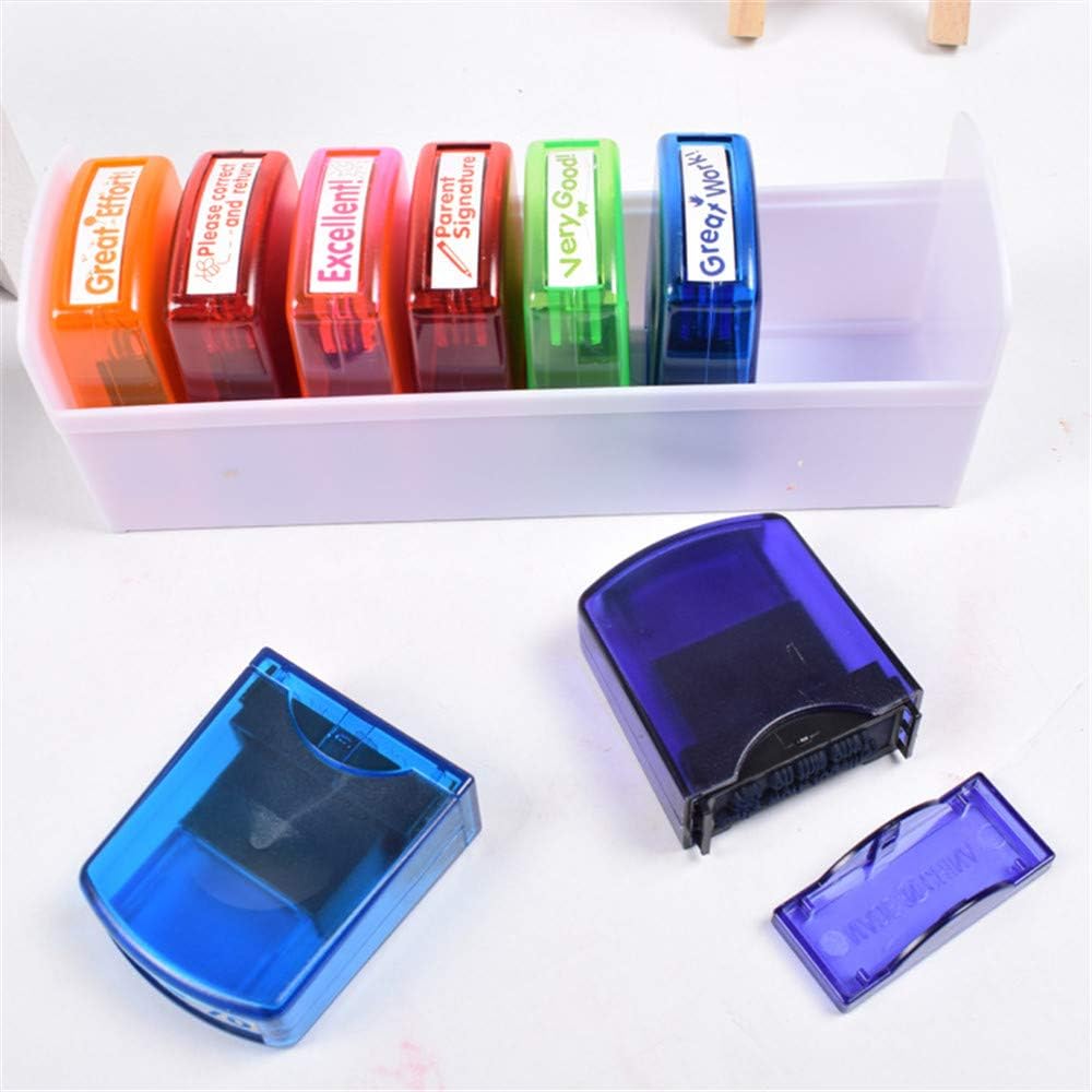 Home Office Business Rubber Stamp - Self Inking Pre-Inked Office Stamp Set, Student Awards & Student Incentives, Self-Inking Motivation School Grading Teacher Stamp Set and Tray (8PCS) : Office Products