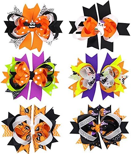 iBiubiu 6PCS 4.7" Party Hair Bows Boutique Grosgrain Ribbon Bow Clips for Baby Girls Toddler