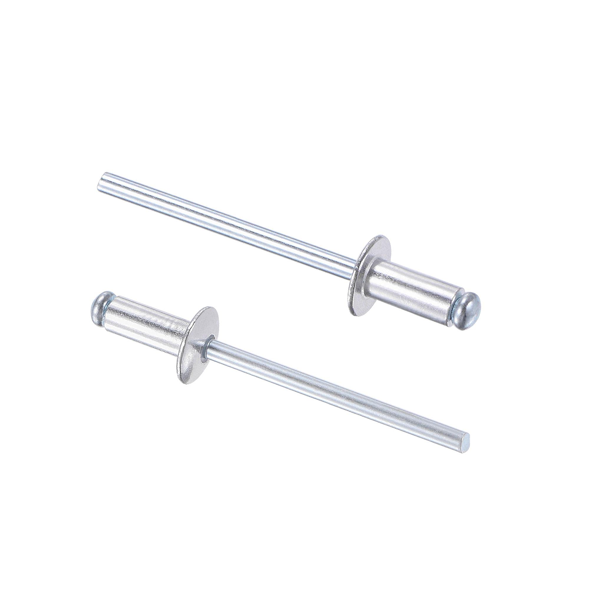 sourcing map Blind Rivets, Aluminum Pull Rivets Core Decoration Rivets 4mm Diameter 10mm Grip Length Silver Tone, 60pcs