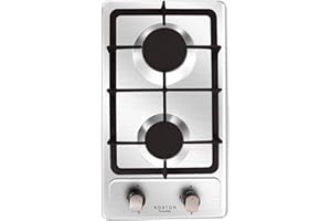 Noxton Gas Cooktop 2 Burner, 12 inch LPG/NG Dual Fuel Built-in Gas Stove Top, Stainless Steel Propane Cooktop for RVs, Apartments, Outdoor