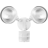 Globe Electric 17000273 180-Degree 240 W Twin Head White Hardwired Motion Sensor Security Flood Light, Spotlight, Outdoor, Outside House Lights