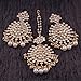I Jewels Gold Plated Kundan & Pearl Earring Set with Maang Tikka for Women (TE2497W)