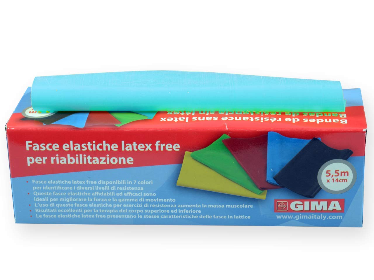 Gima - Elastic Band for Rehabilitation Yoga and Pilates, Blue Colour, Heavy Resistance, Measures 5.5 mx 14 cm x 0.35 mm, Latex-Free - Image 5
