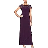Alex Evenings Womens Long Column Dress with Sweetheart Neck (Petite and Regular)