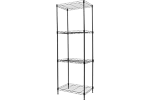REGILLER 4-Tier Wire Shelving Unit Metal Storage Rack Adjustable Organizer Perfect for Pantry Laundry Bathroom Kitchen Closet Organization (Dark, 16.9L x 12W x 50H)