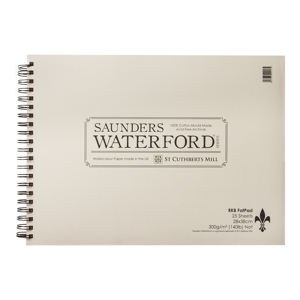 Saunders Waterford : Watercolour Paper Spiral Fat Pad 11x15in : 25 sheets 100% cotton NOT