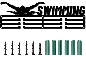 CREATCABIN Medal Holder Sport Swimming Swimmer Olympic Games Medals Display Stand Wall Rack Mount Hanger Decor Black Sturdy Medal Holders for Runners Home Badge Storage 3 Rows Hanging Over 60 Medals