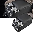 Dexepe Center Console Organizer with Cup Holder& Phone Holder for Car & Van & Truck Floor Cab Back Bench Seat Armrest Middle Storage Box - Black