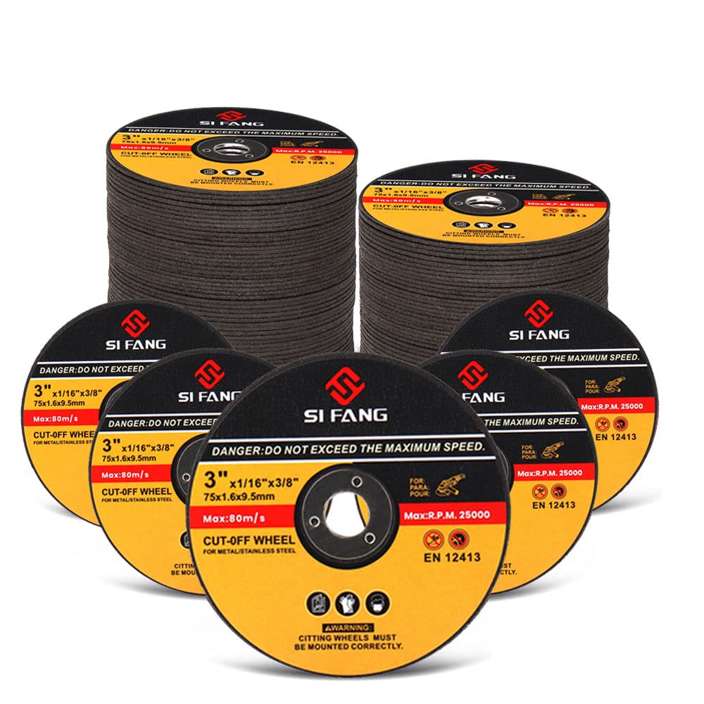 SI FANG 25Pcs 3 inch Cut Off Wheels Stainless Steel Cutting Discs 75mm x 1.6mm x 9.5mm Arbor Die Grinder Cutting Wheel Grinding Metal Cutting Discs, Fits Angle Grinder Air Cut Off Tools